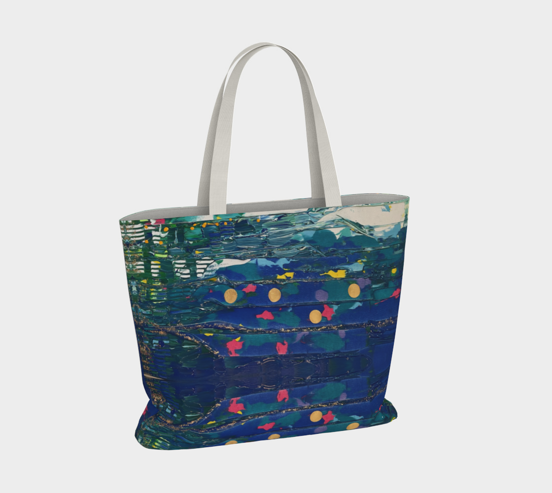 "By Monty's Marsh" Large Tote (Blue, Aqua, Pink, White)