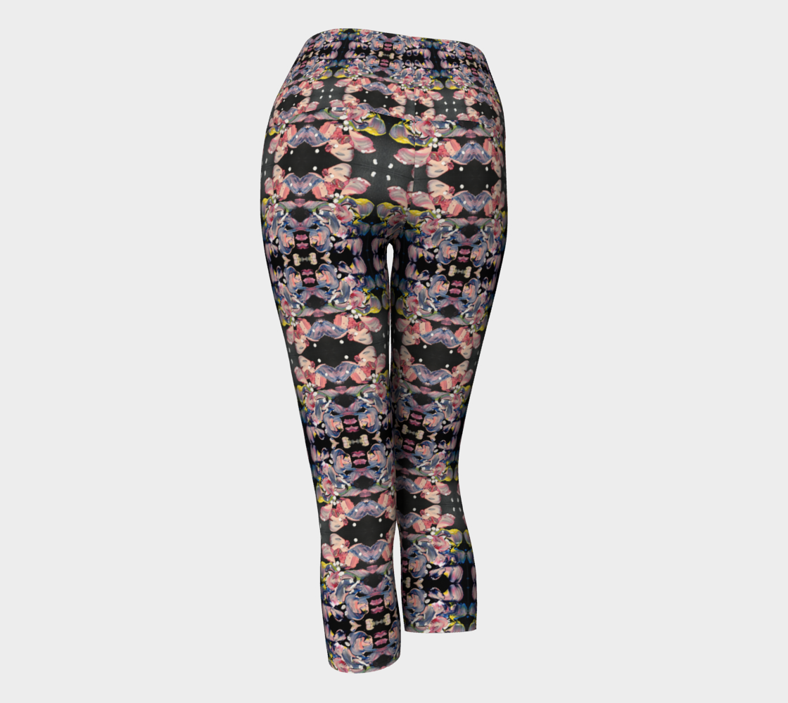 "Grace In Orchid Petals" Yoga Capris (Black, Pink, Yellow)