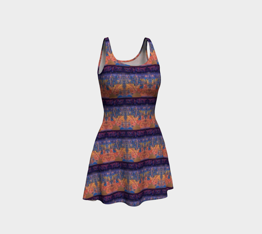 "Purple Dawn" Flare Dress (Purple, Orange, Gold)