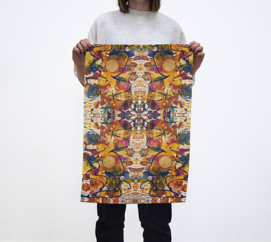 "Mayfair" Tea Towel (Blue, Yellow, Pink)