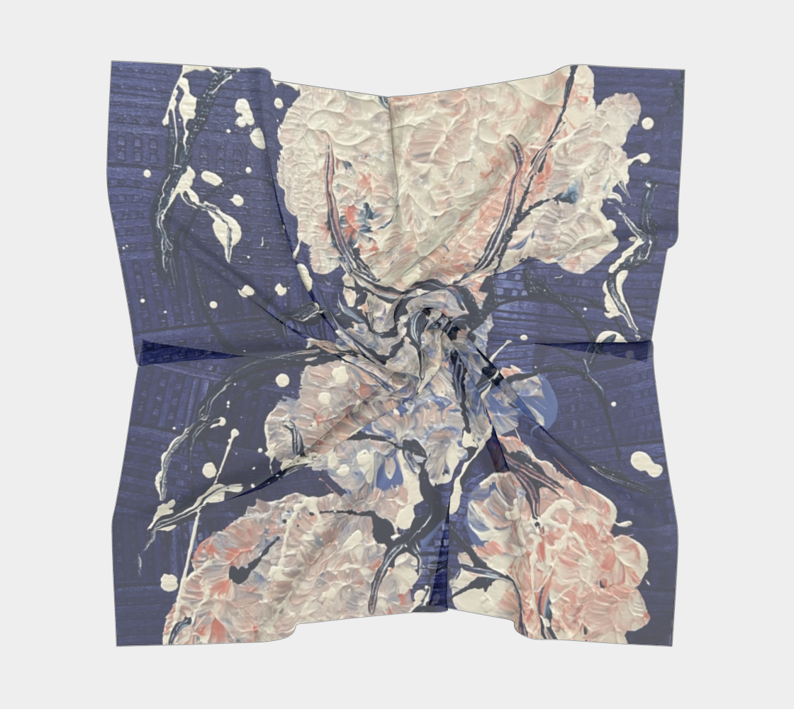 "Hydrangeas" Square Scarf (Purple, Ivory, Blush)