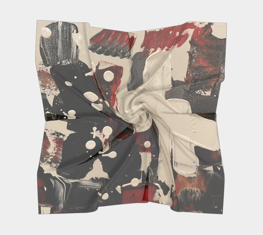 "If We Can See It" Square Scarf (Black, Beige, Orange)