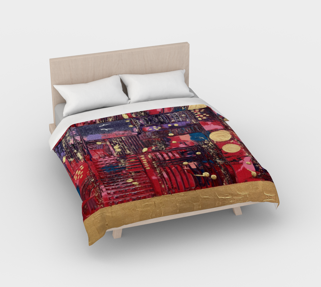 ”Longing for Peace Patchwork” Duvet Cover (Red, Purple, Gold)