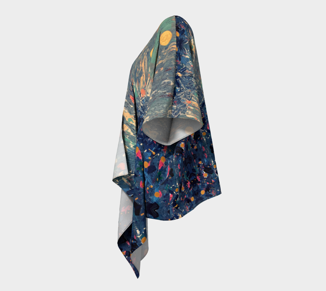 "Blue Mountain" Draped Kimono (Blue, Pink)