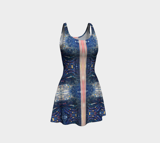 "Blue Sky" Flare Dress (Blue, Pink)