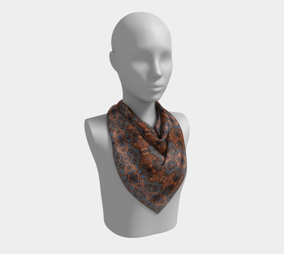"Family Geometry"  Square Scarf (Blue, Orange)