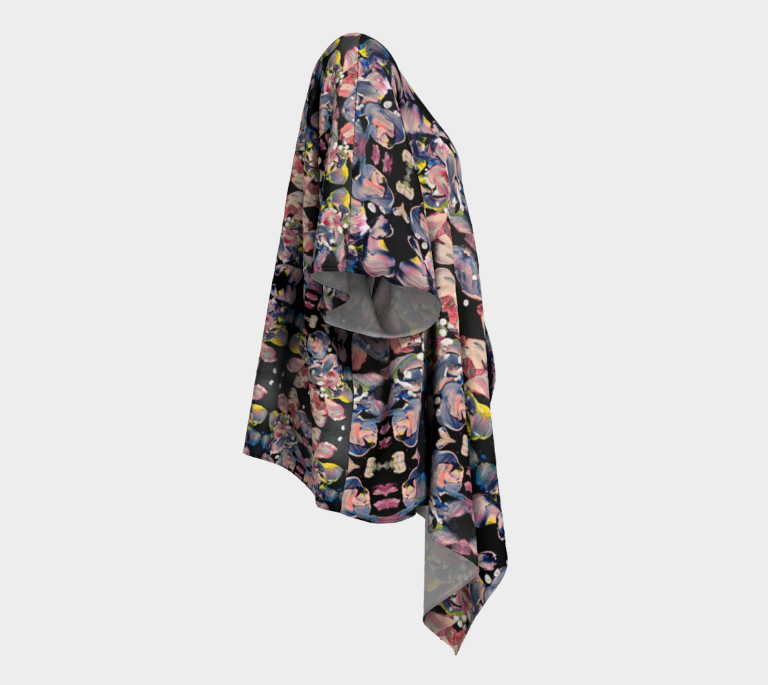 "Grace in Orchid Petals" Draped Kimono (Black, Pink)