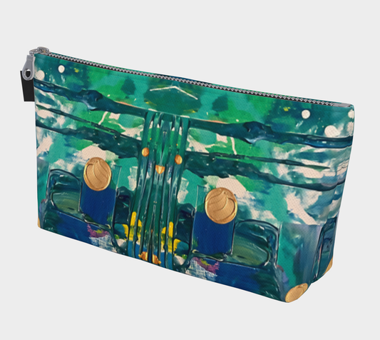 "Water Lilies" Make Up Bag (Aqua, Blue, White)