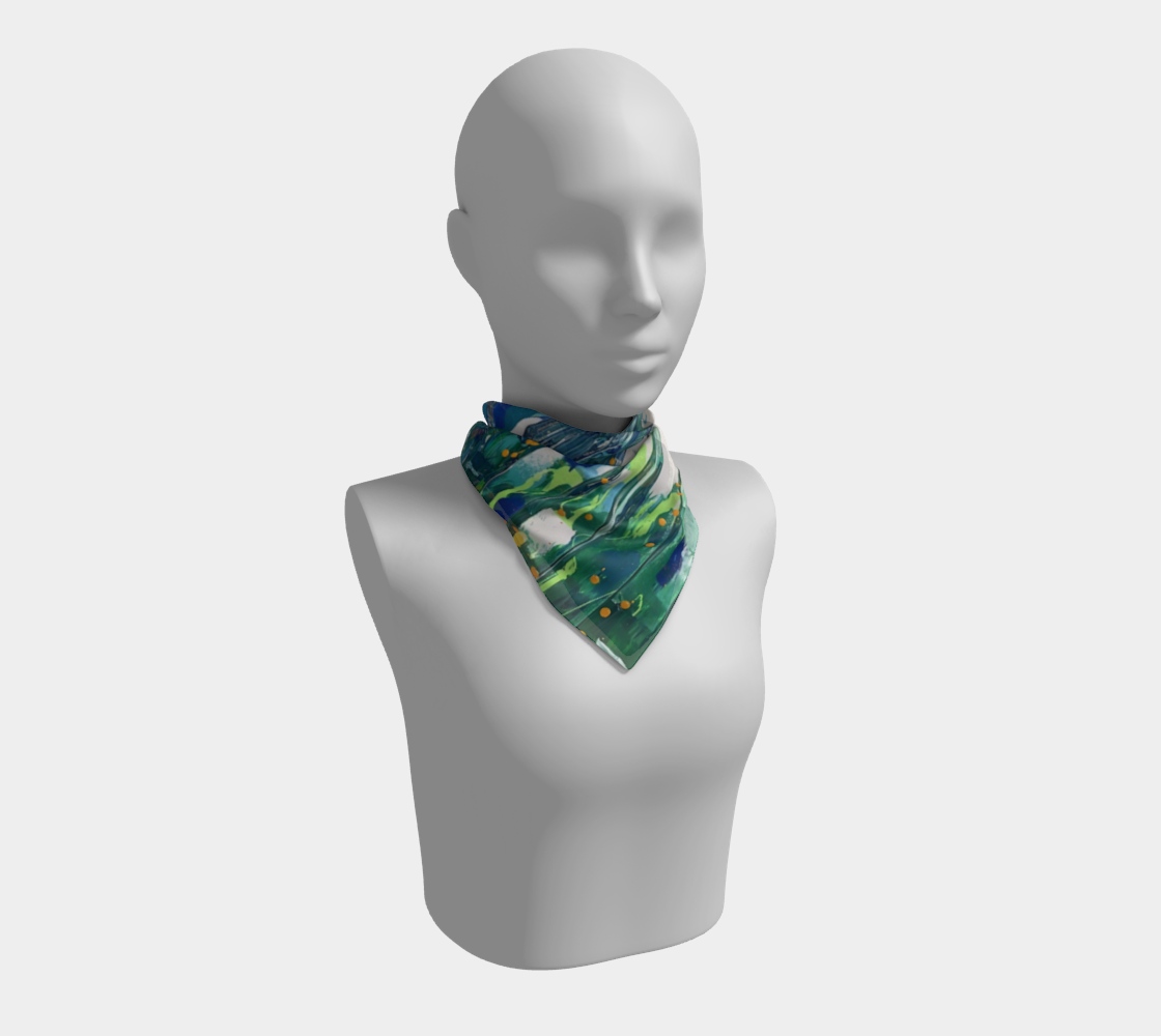 "By Monty's Marsh" Square Scarf (Green, Blue, White)