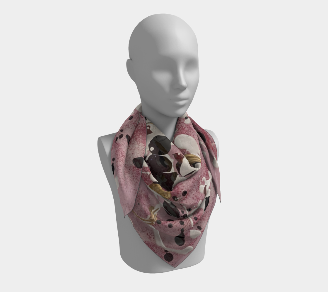 "Cherry Blossom" Square Scarf (Pink, White)