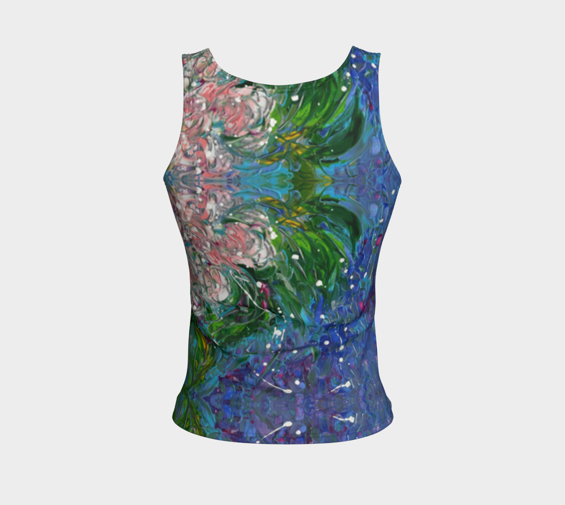 "Anniversary Flowers" Fitted Tank (Purple, Green, Pink)