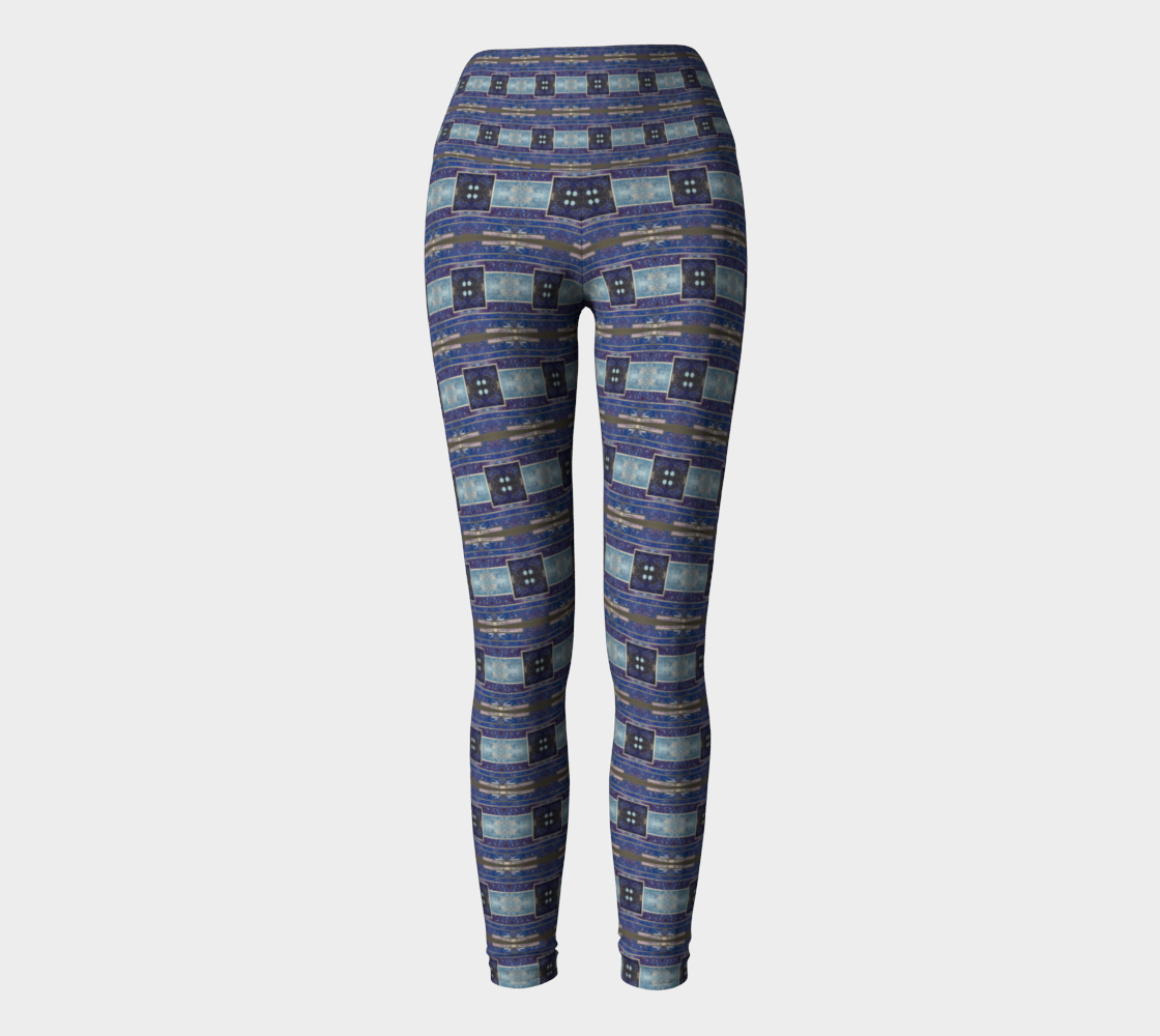 "Tanya's Winter" Yoga Leggings (Blue, Grey)