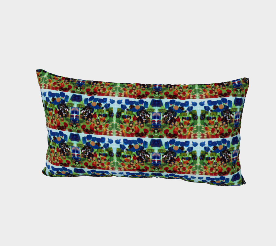 "Fall Garden" Bed Pillow Sham #2 (Blue, Greed, Red)