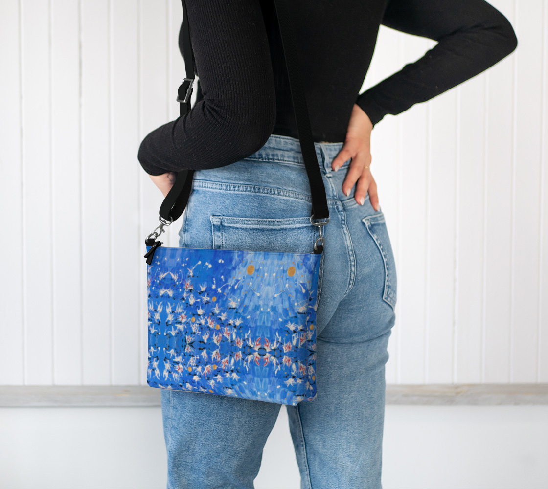 "Generosity"  Vegan Leather Crossbody Purse (Blue)