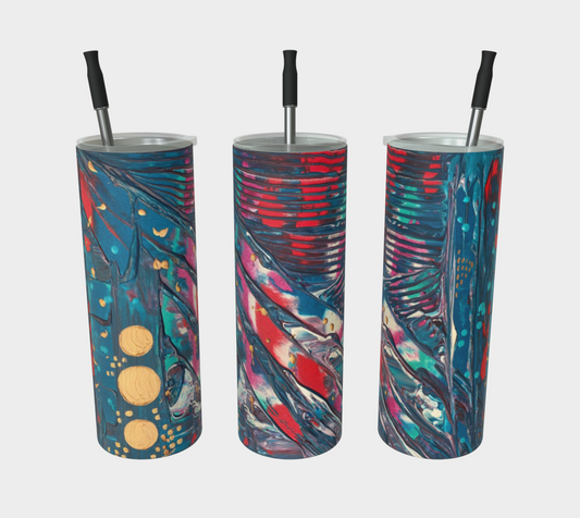 "Awakening" Matte Tumbler (Turquoise, Red, Gold)