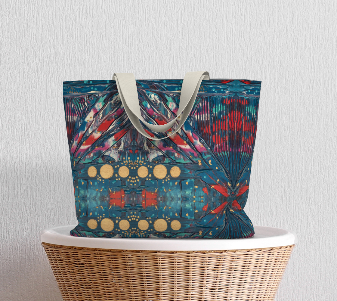 "Awakening" Large Tote (Turquoise, Red, Gold)