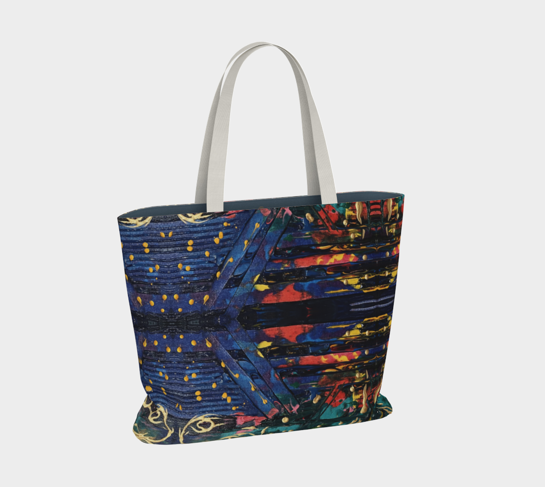 "Living Colours" Large Tote (Blue, Red, Yellow)