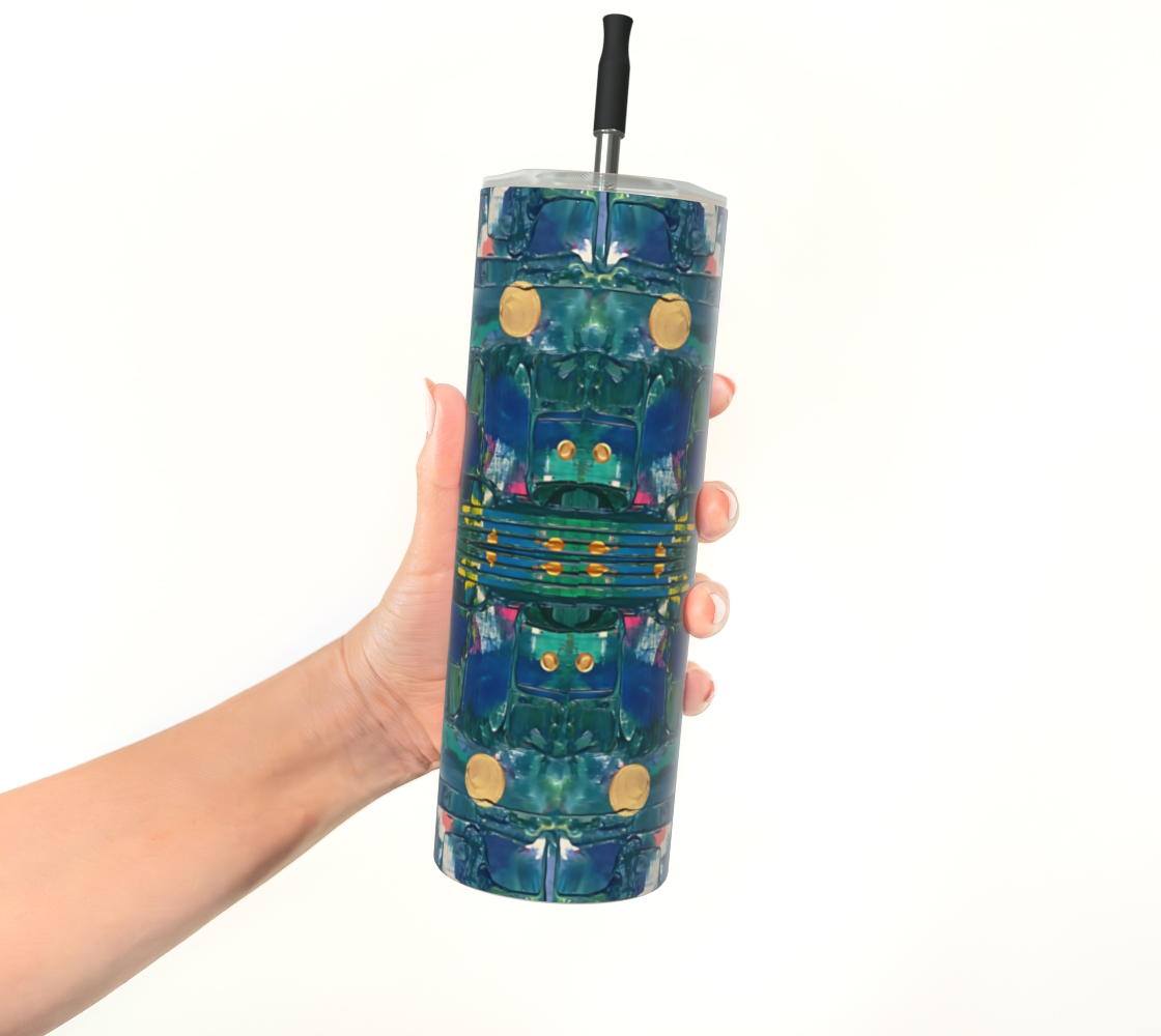 "Water Lilies" Matte Tumbler (Aqua, Green, Blue)