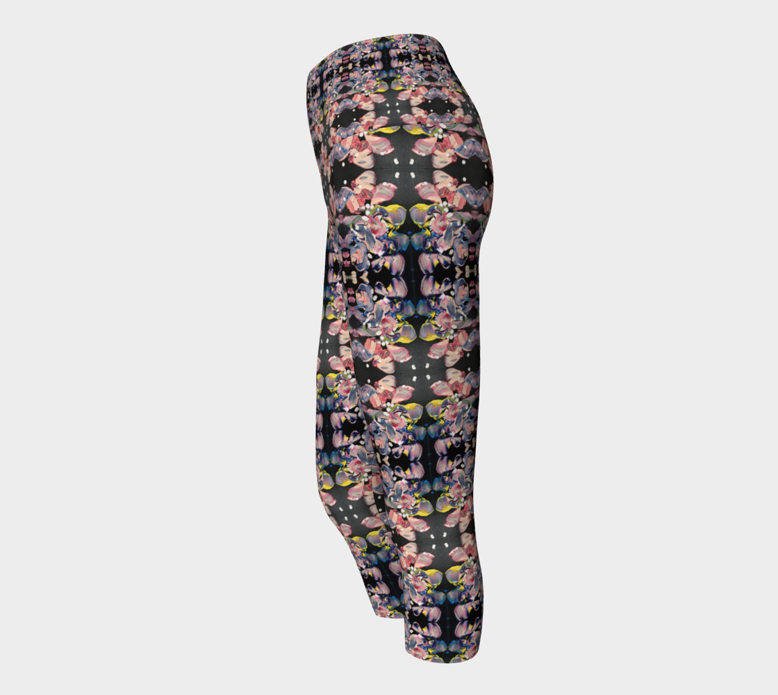 "Grace In Orchid Petals" Yoga Capris (Black, Pink, Yellow)