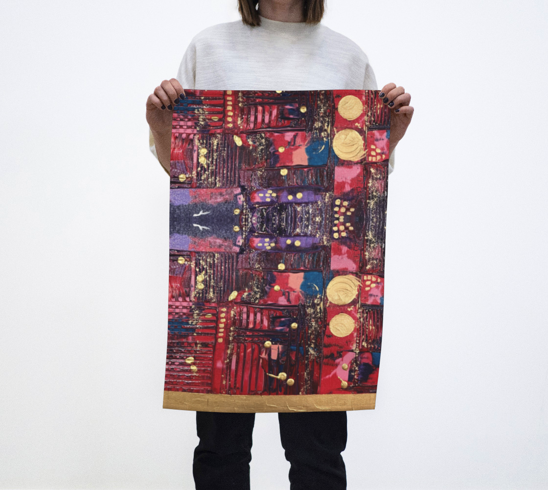 "Longing for Peace" Tea Towel (Red, Purple)