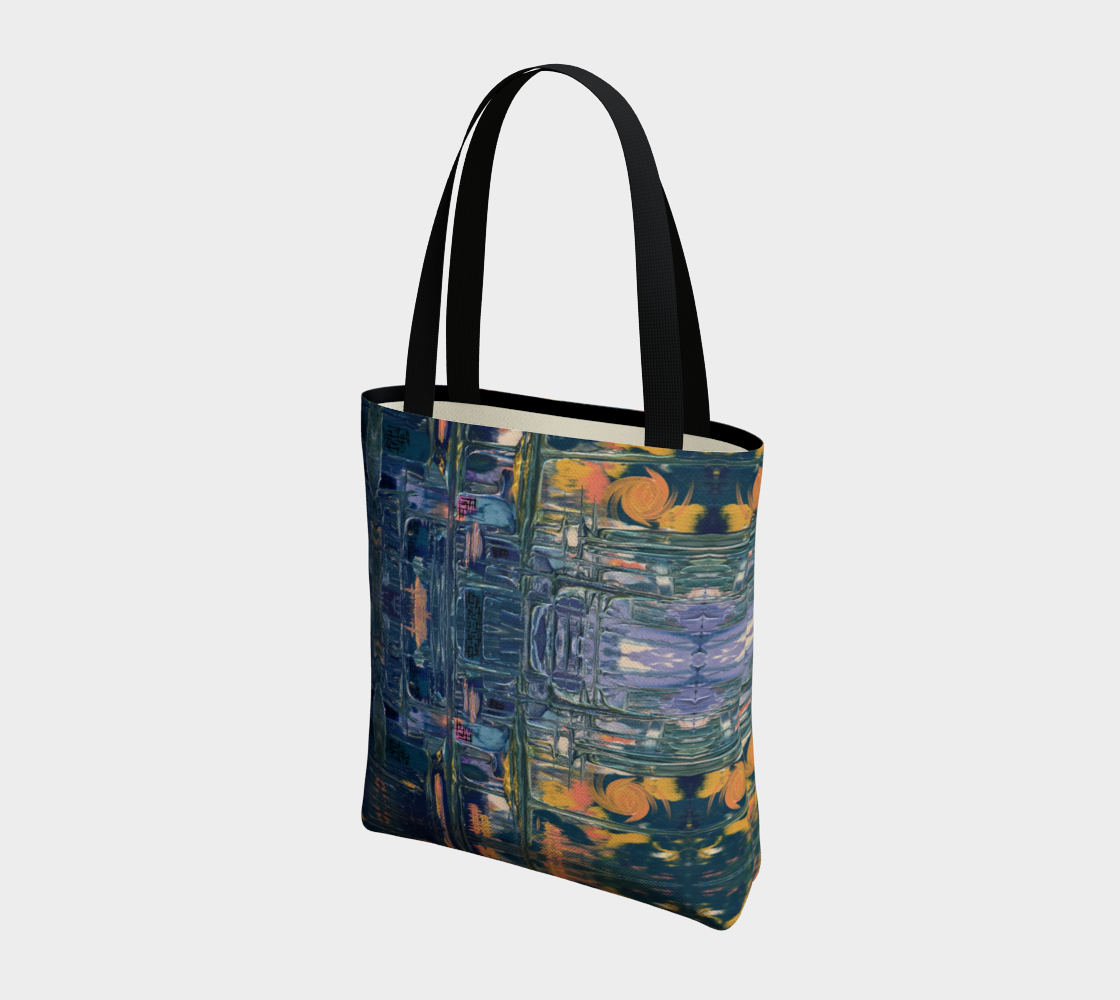 "Spring Rain" Urban Tote Lined (Blue, Orange)