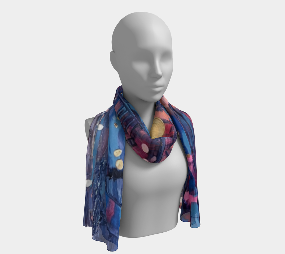 "Rain Day" Long Scarf (Blue, Purple, Pink)