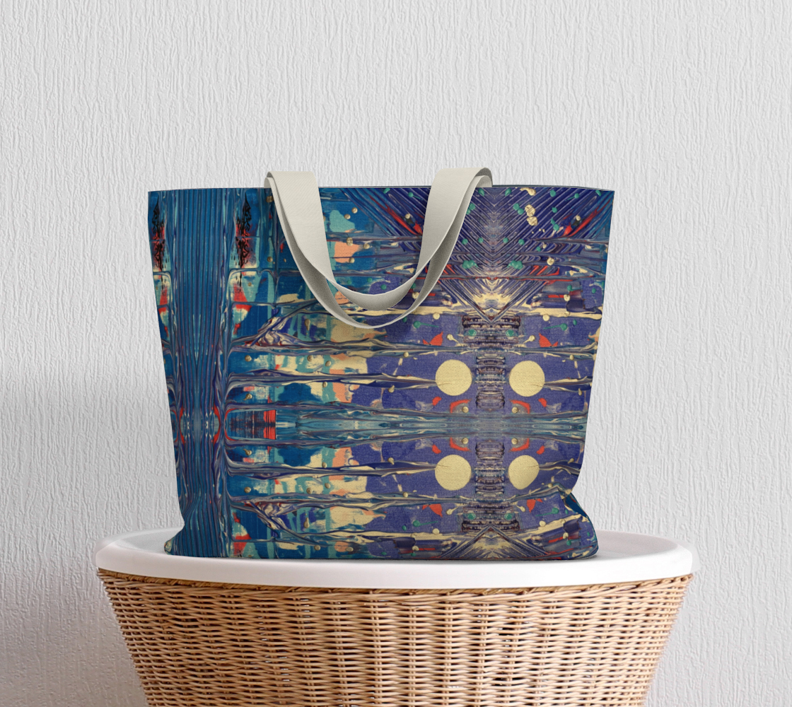 "Pacific Sky" Large Tote (Blue, Aqua, Silver)