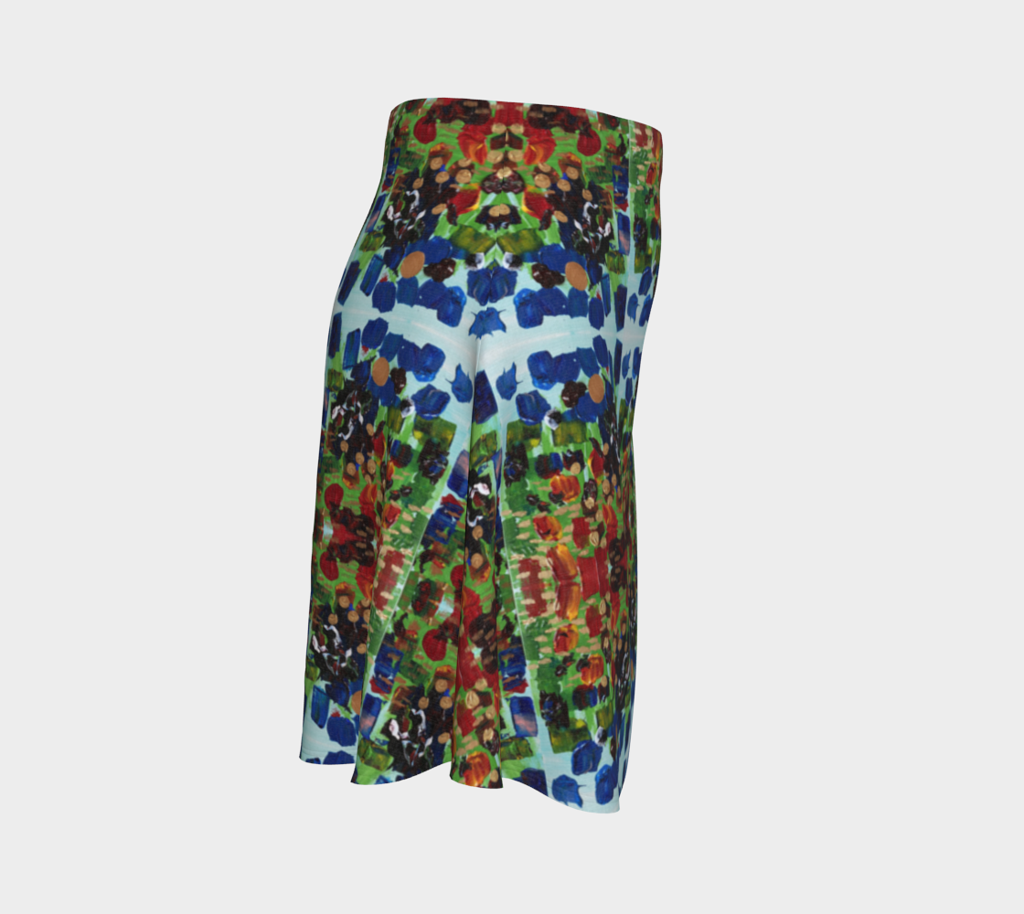"Fall Garden" Flare Skirt (Blue, Green, Red)