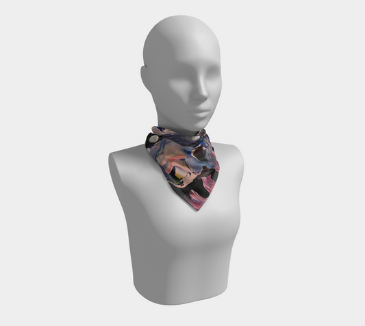 "Grace in Orchid Petals" Square Scarf (Black, Pink)