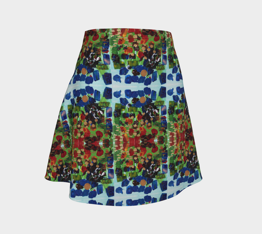 "Fall Garden" Flare Skirt (Blue, Green, Red)