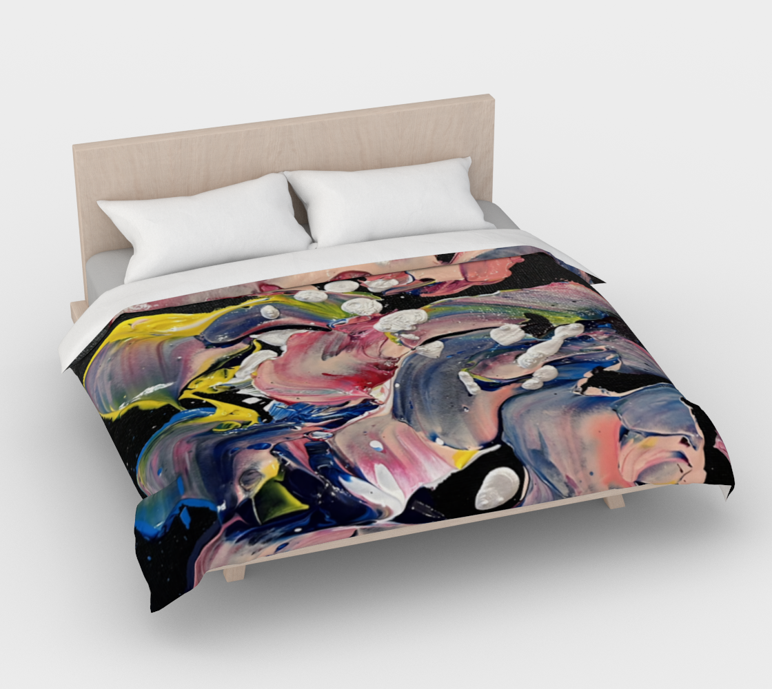 "Grace in Orchid Petals" Duvet Cover (Black, Pink, Yellow)