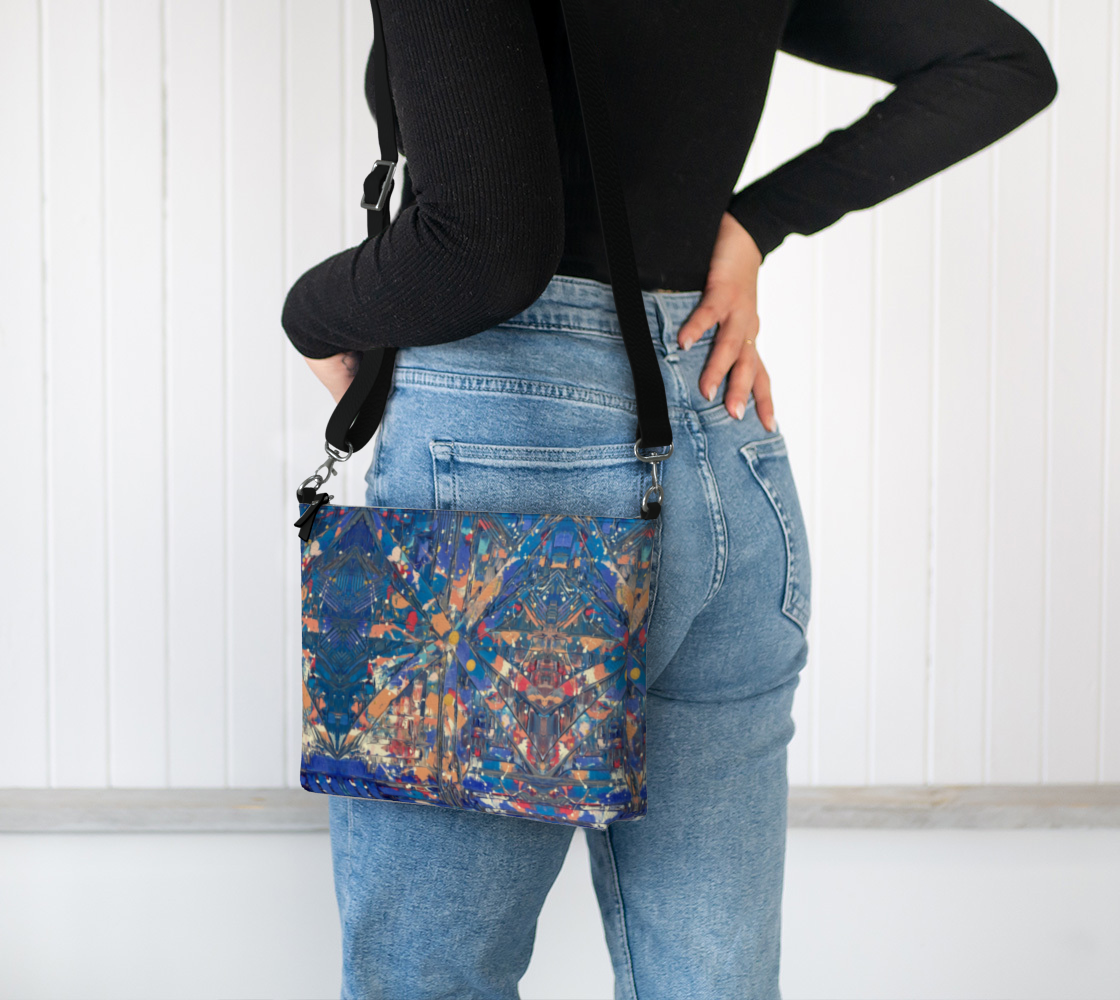 “Birth of a Star” Vegan Leather Crossbody Purse (Blue, Pink)