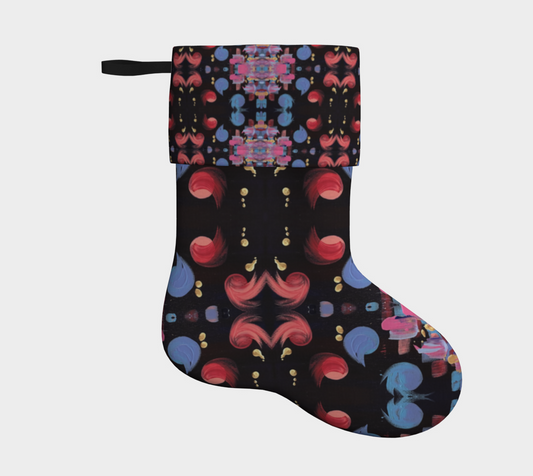 "Winter Night" Christmas Stocking #2  (Purple, Pink)