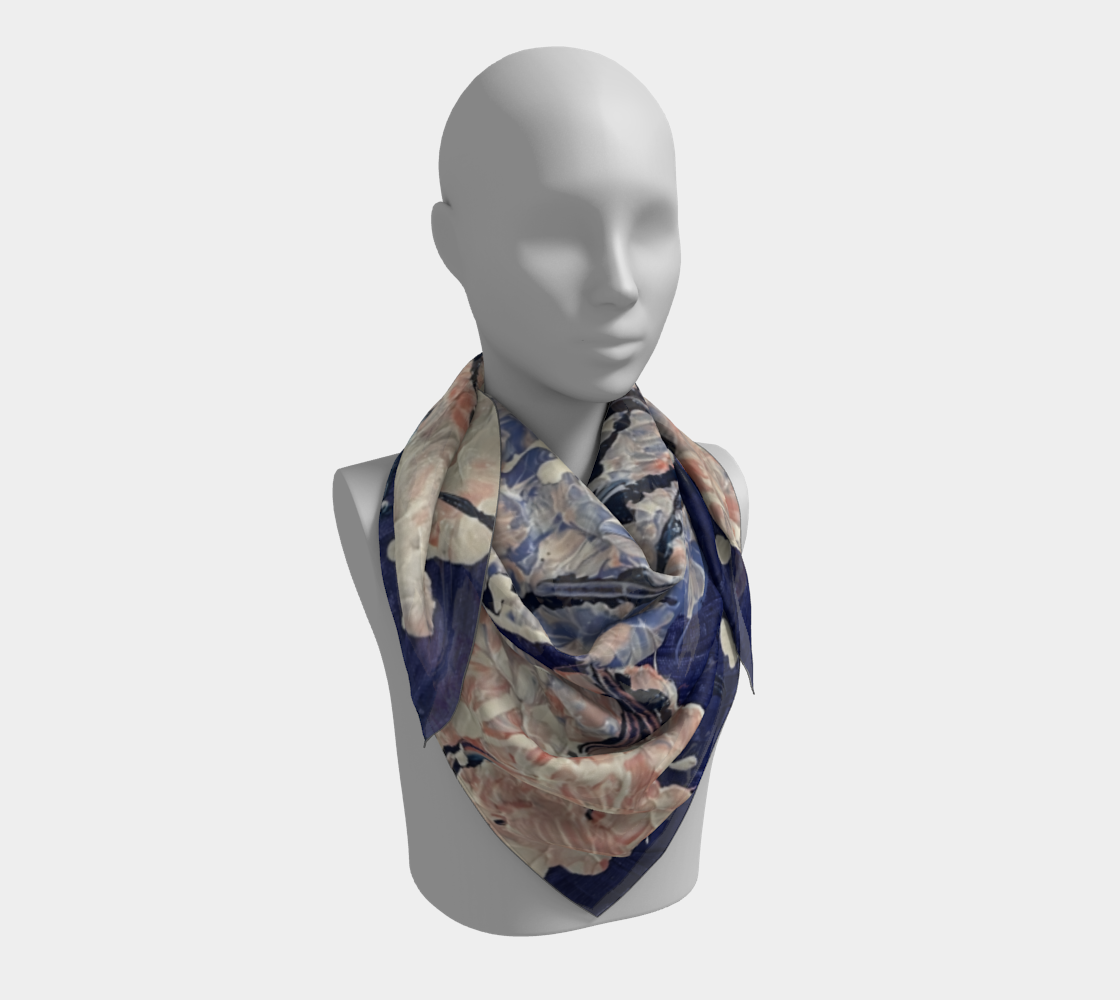 "Hydrangeas" Square Scarf (Purple, Ivory, Blush)