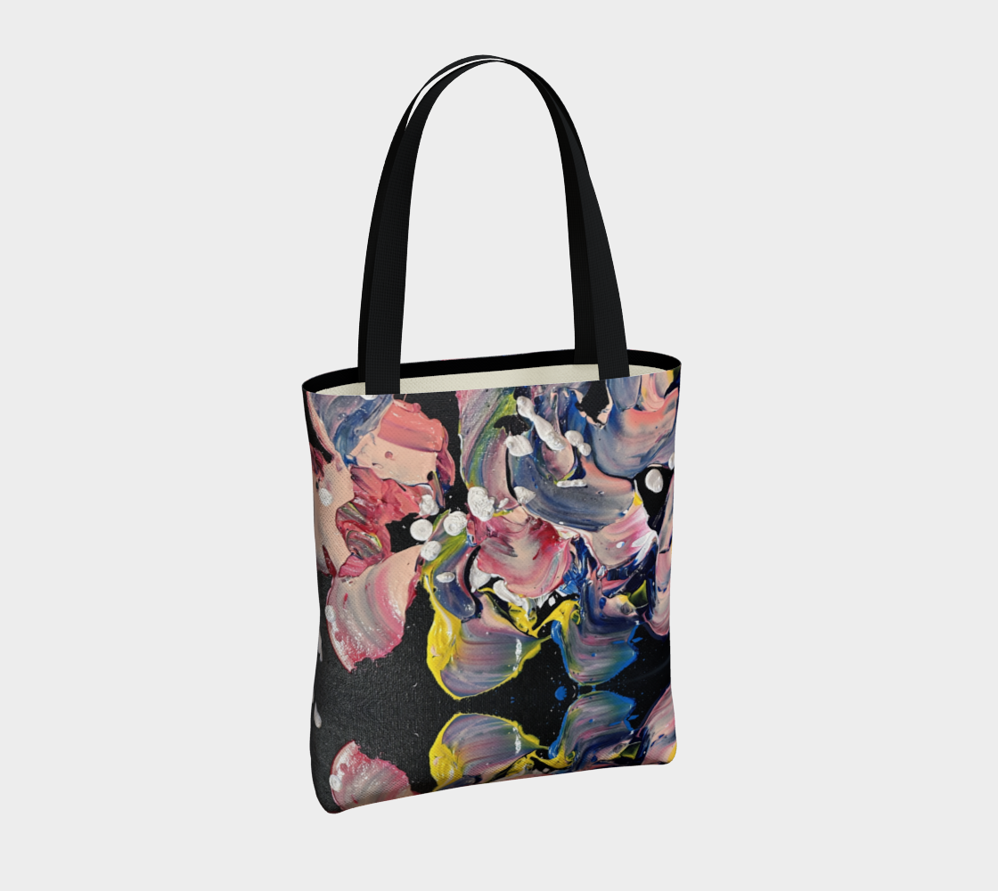 "Grace In Orchid Petals " Tote (Black, Pink, Yellow)