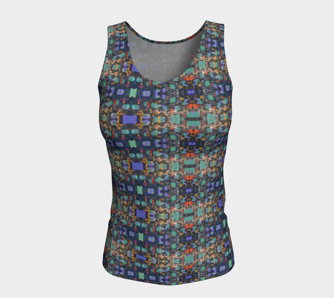 "Georgia Strait" Fitted Tank LONG (Aqua, Purple)