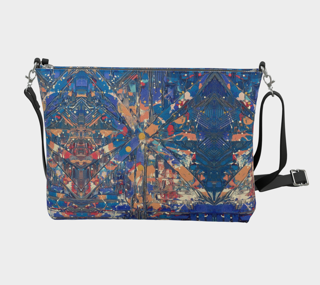 “Birth of a Star” Vegan Leather Crossbody Purse (Blue, Pink)