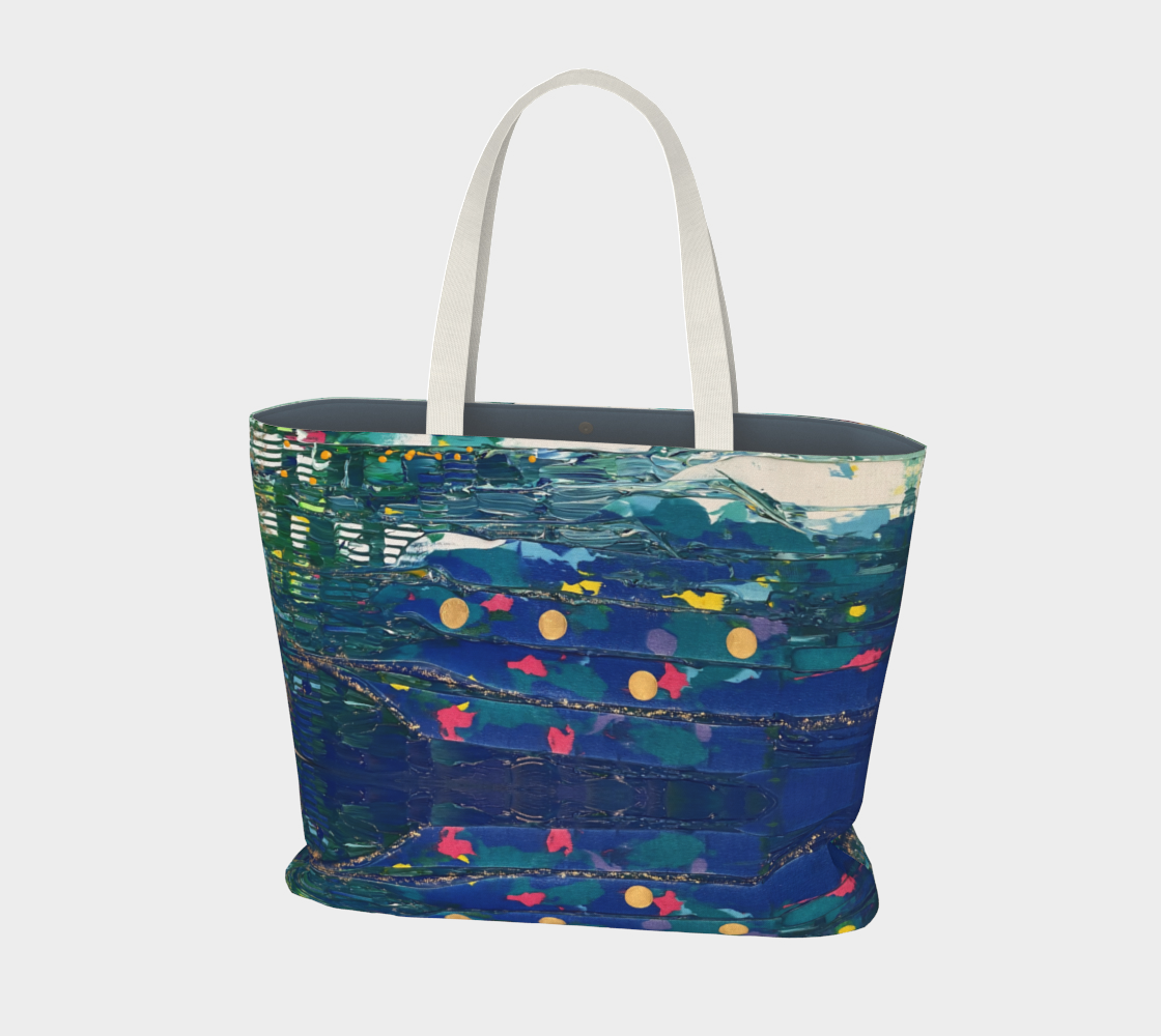 "By Monty's Marsh" Large Tote (Blue, Aqua, Pink, White)