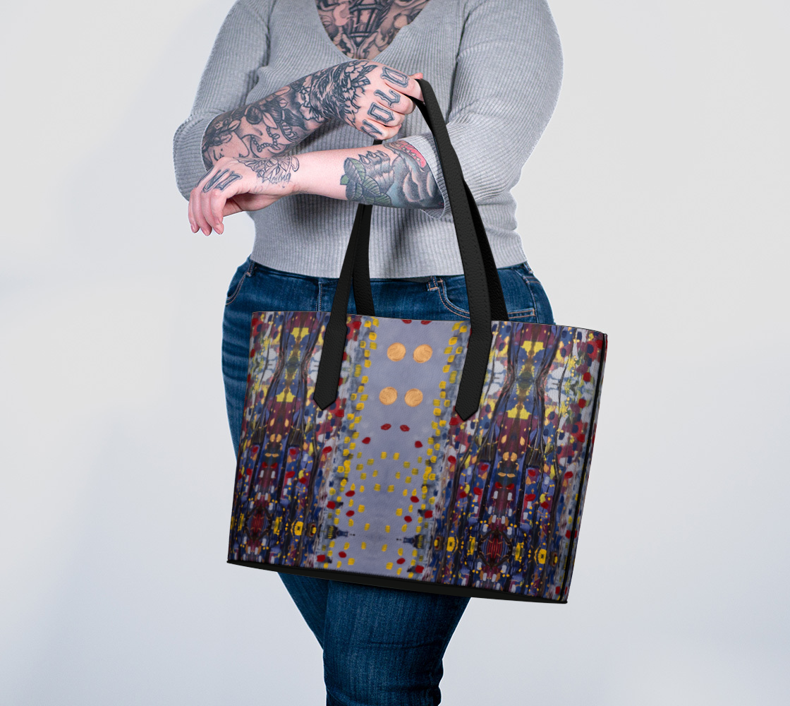 “Daybreak” Vegan Leather Tote Bag (Purple, Red)