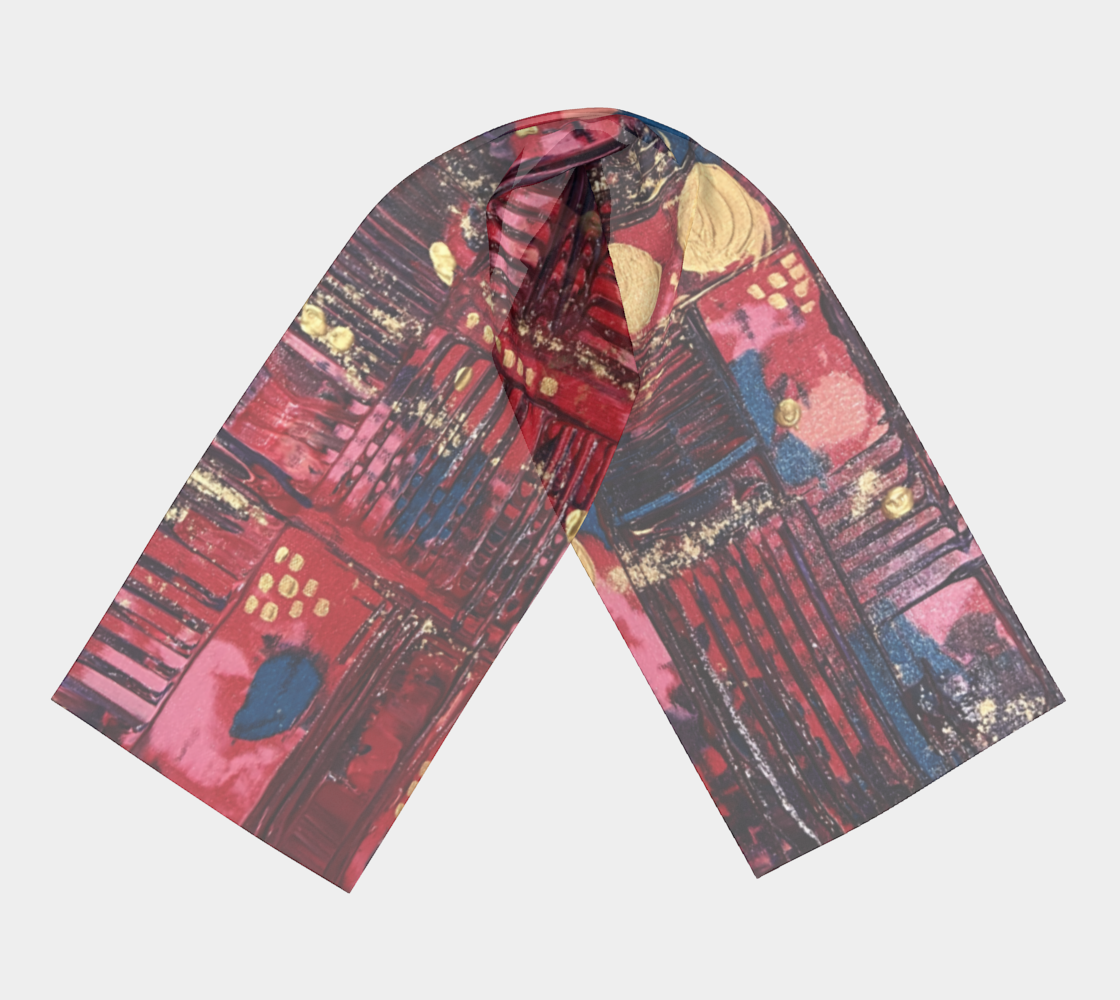 "Longing for Peace Patchwork" Long Scarf (Red, Purple)