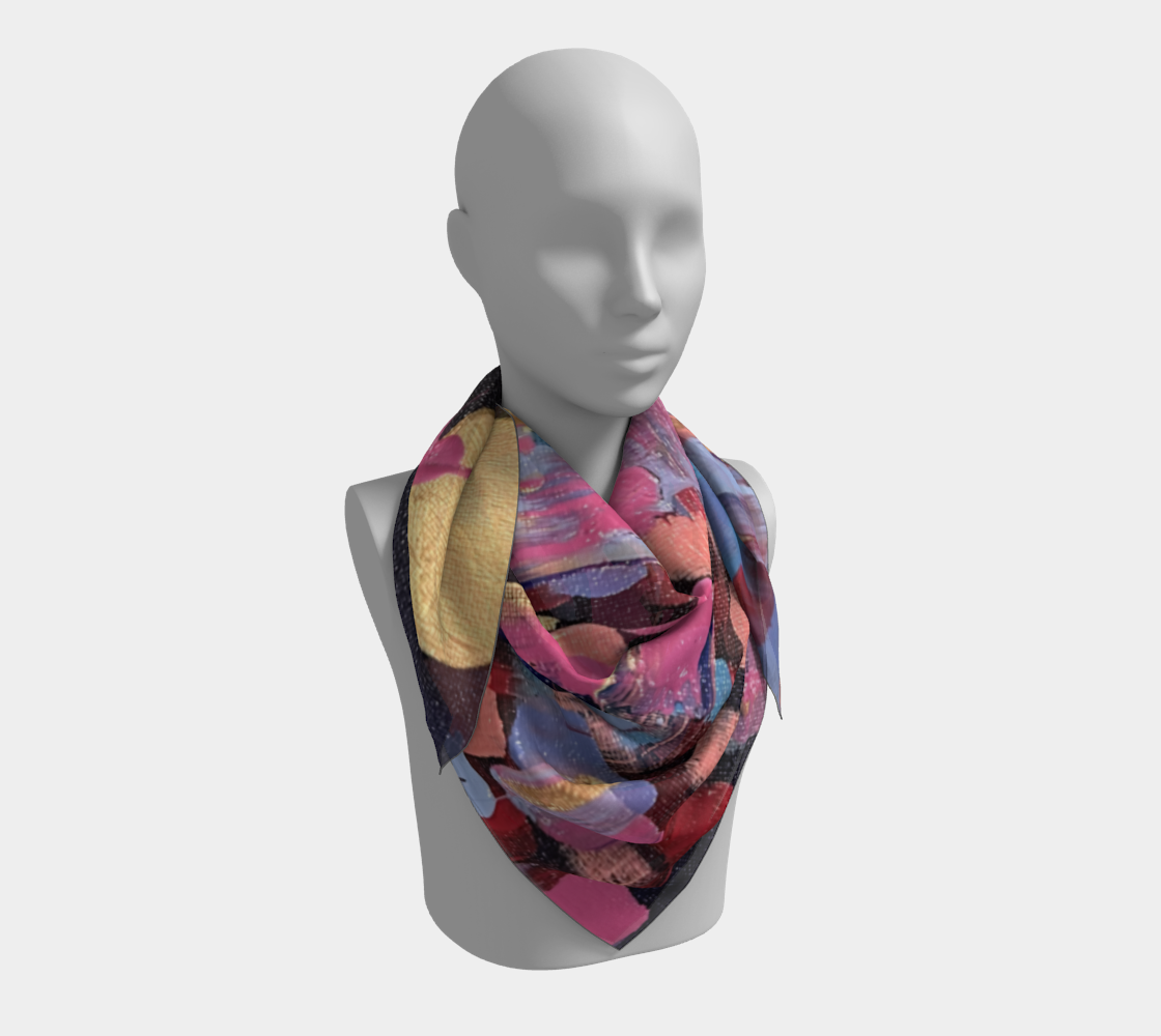 "Winter Night" Square Scarf (Purple, Pink, Blue)