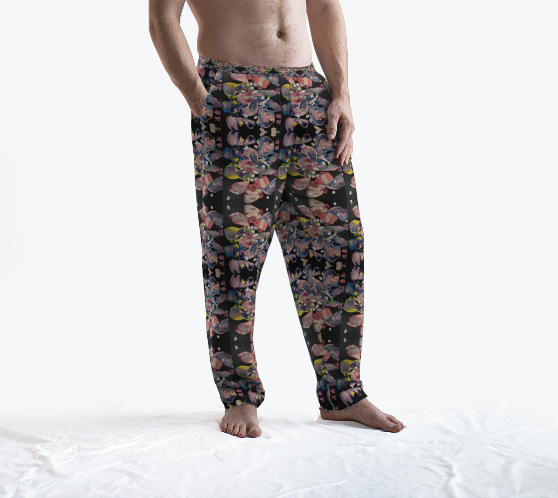 "Grace in Orchid Petals" Lounge Pants (Black, Pink)