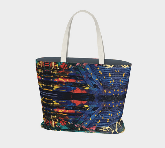 "Living Colours" Large Tote (Blue, Red, Yellow)