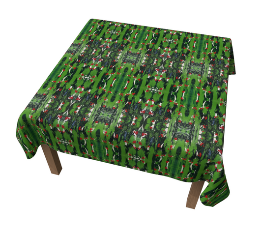 "Holly and Ivy" Christmas Tablecloth (Green, Red)