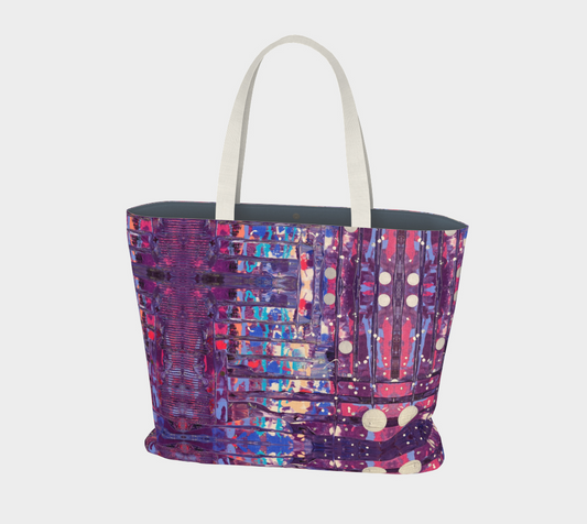 "1972" Large Tote (Purple, Mauve, Pink, Blue)