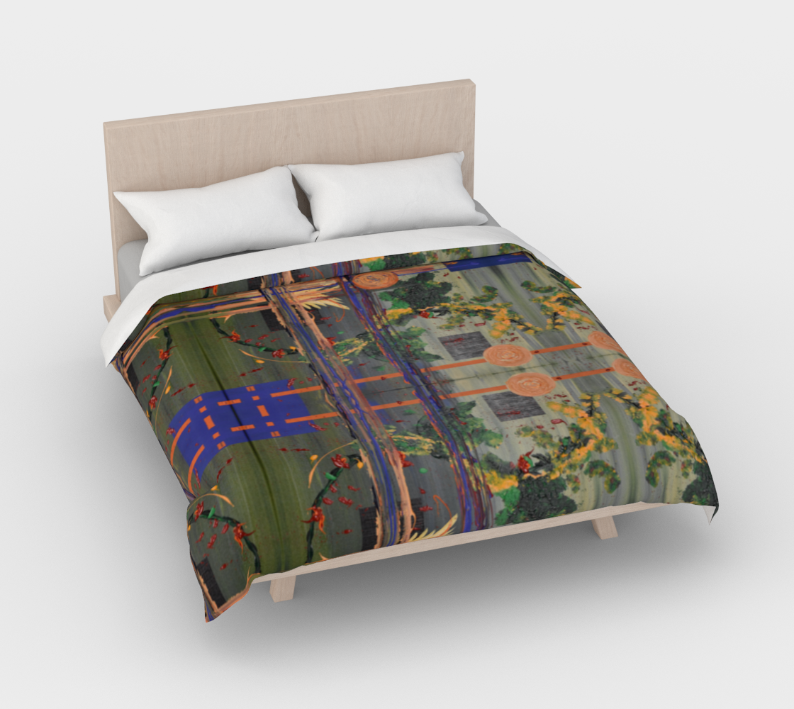 "Coming Home Again" Duvet Cover (Green, Orange, Blue)