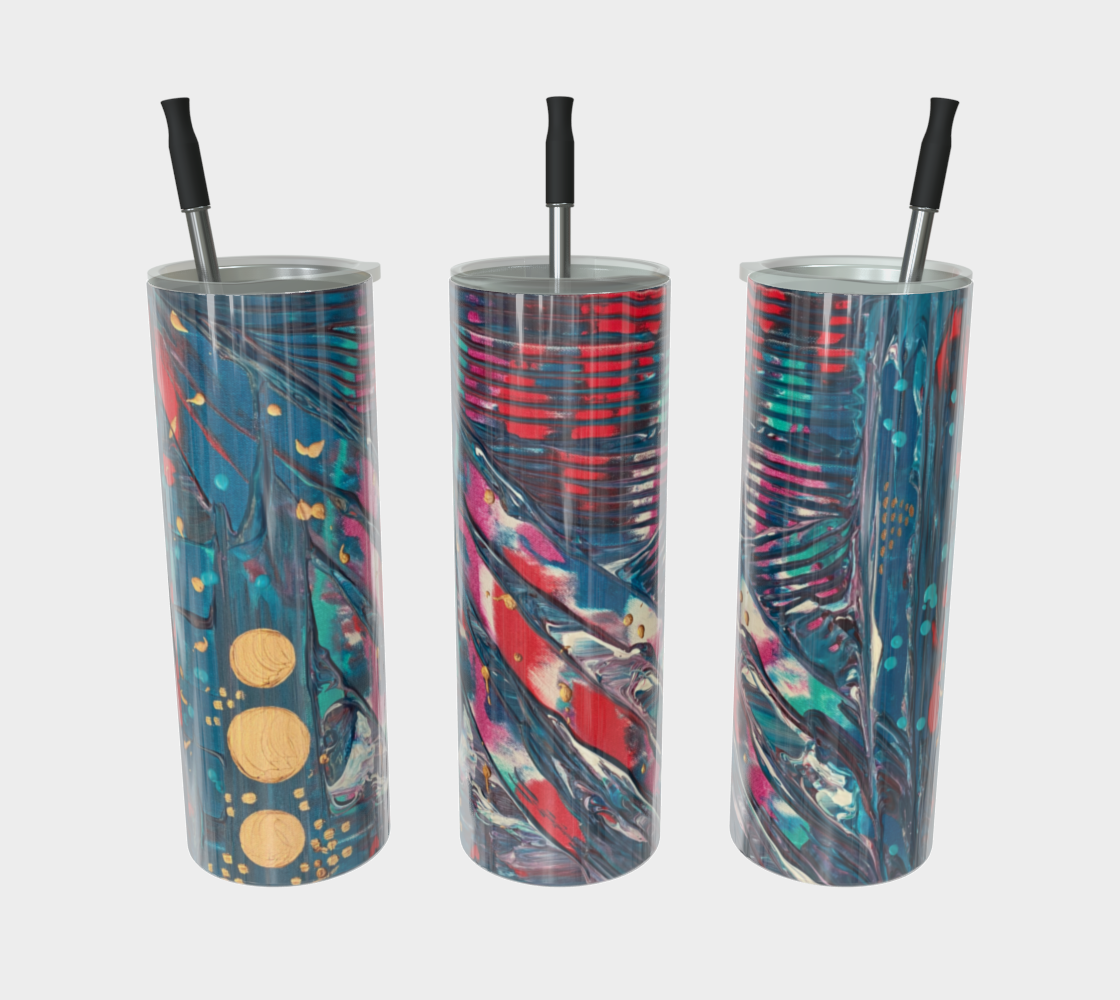 "Awakening"  Glossy Tumbler (Turquoise, Red, Gold)