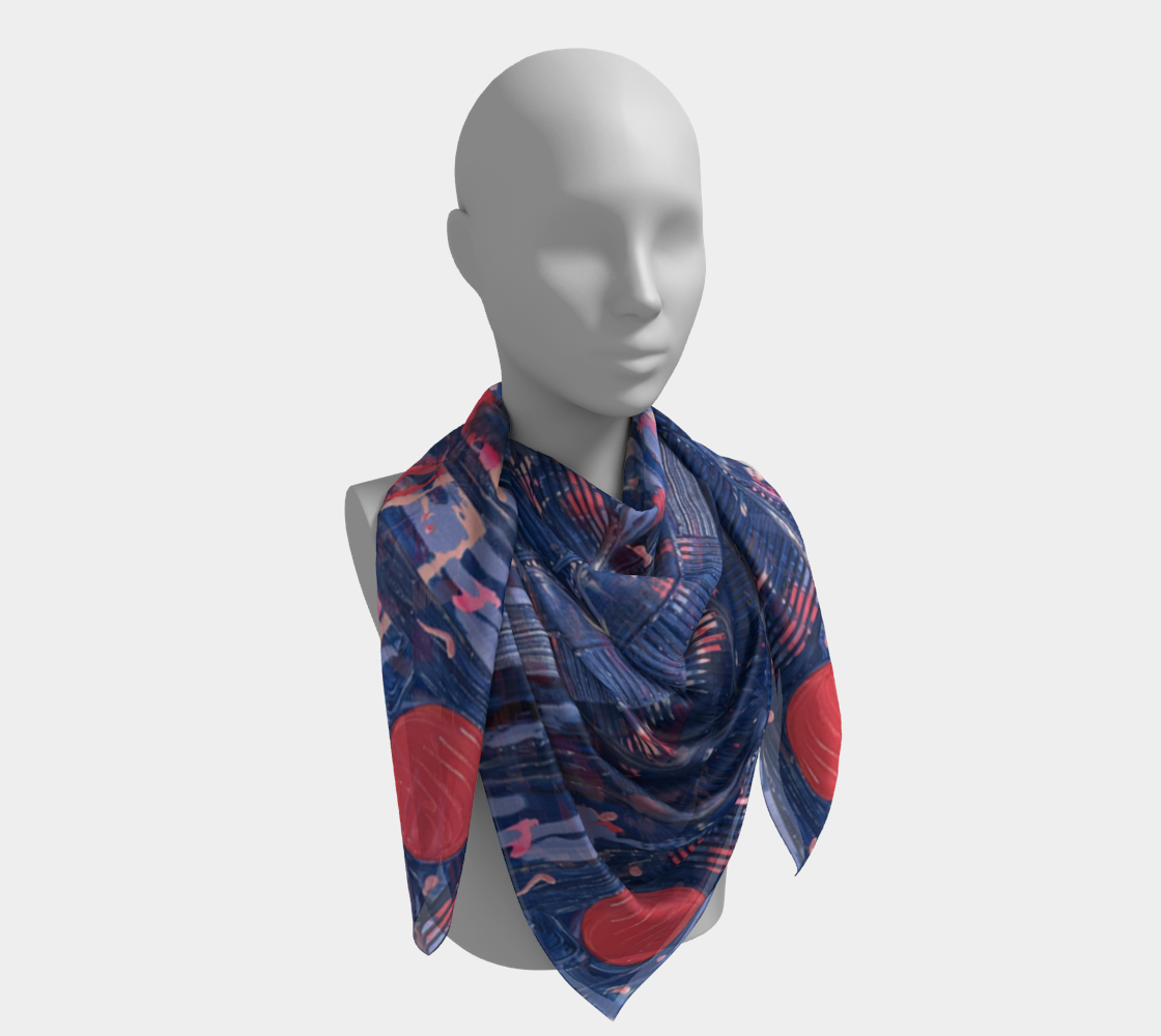 "Joy" Square Scarf (Blue, Pink)