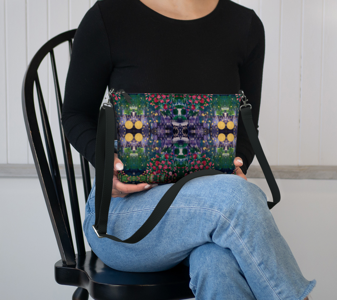 "Spring Rain"  Vegan Leather Crossbody Purse (Green, Purple)