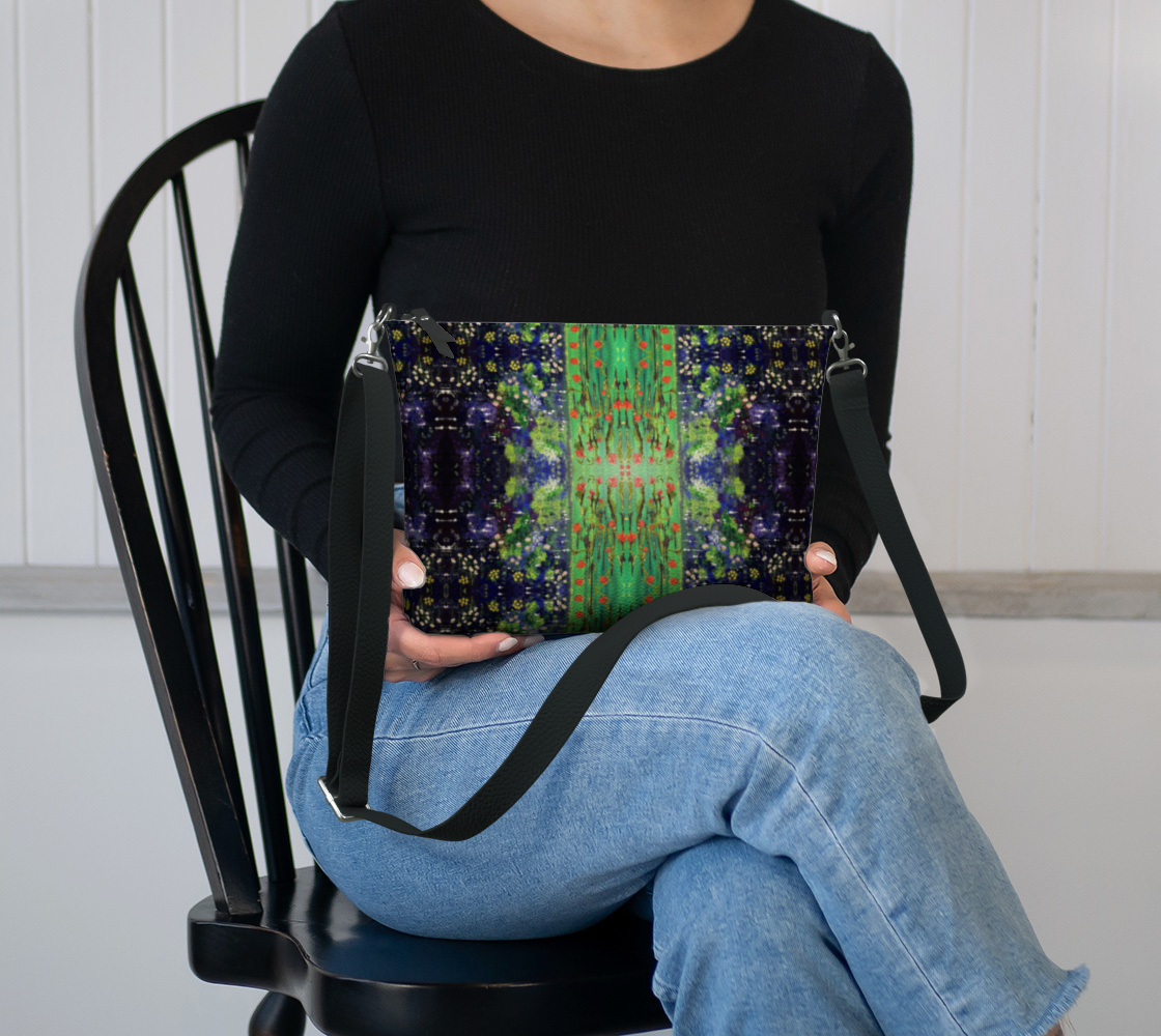 "Norther"Summer by Monty's Marsh"  Vegan Leather Crossbody Purse (Purple, Green)